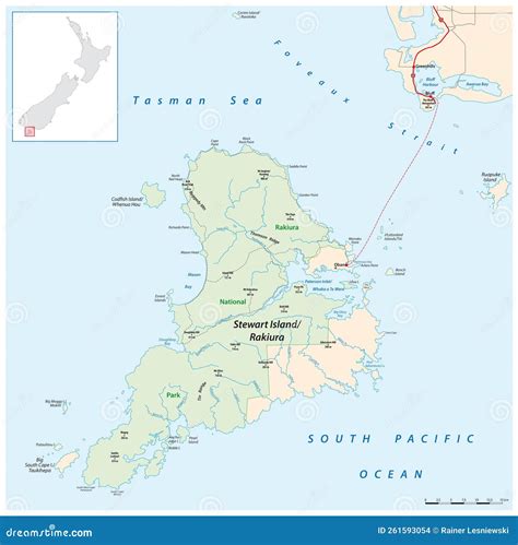 Vector Map Of New Zealands Stewart Island Rakiura Stock Illustration