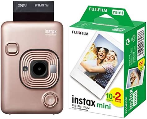 Fujifilm Instax Mini Liplay Hybrid Instant Camera Blush Gold With 20