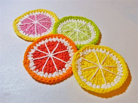 Jenny Lou Creations Fun Free Crochet Pattern Citrus Coasters