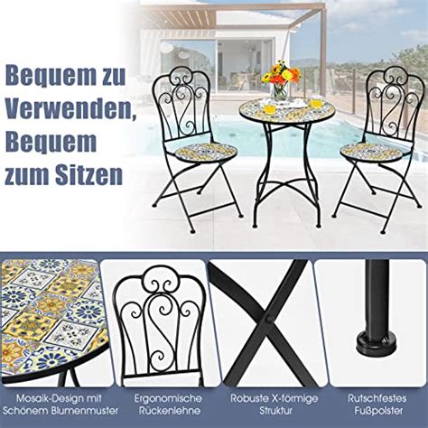 Costway Bistrotisch Mit St Hlen Mosaik Bistroset