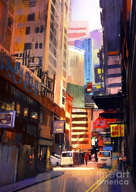 Colorful Painting Of City Digital Art by Tithi Luadthong | Fine Art America