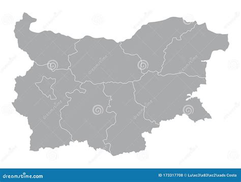 Bulgaria regions map stock illustration. Illustration of outline - 173317708