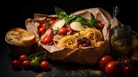 Premium Photo | A Photo of a Italian Food Delivery with Pasta and Antipasti