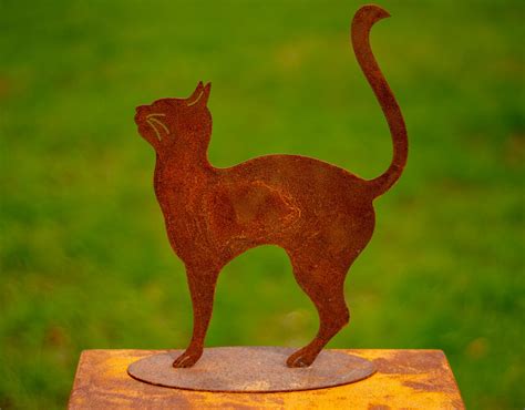 Edelrost Gartenfigur Katze Rost Gartendeko Katzen Metall Dekoration