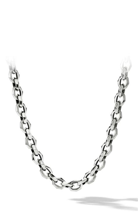 David Yurman Torqued Faceted Chain Link Necklace In Silver Editorialist