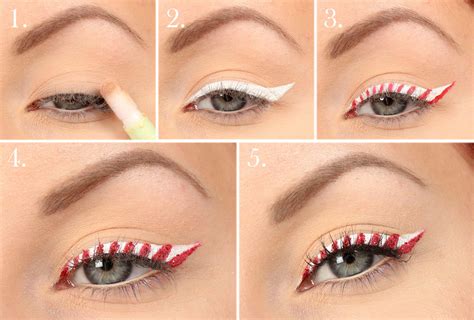 Christmas Candy Cane Eyeliner Julsminkning Jul Smink Ögonmakeup