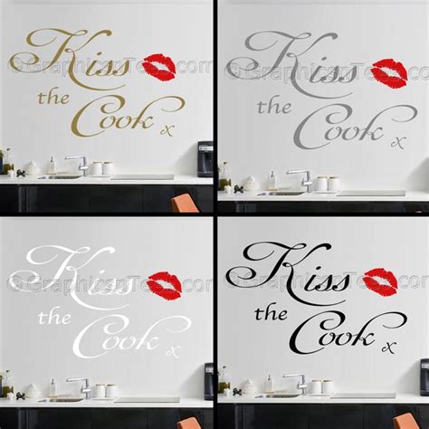 Kitchen Wall Sticker Quote Kiss The Cook With Red Kiss Lips