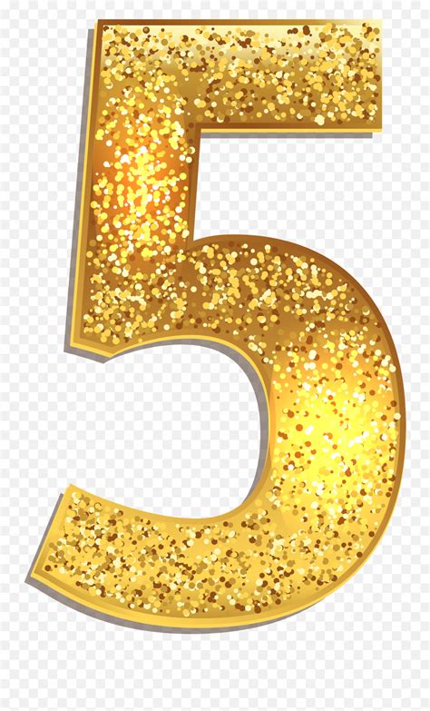 Number Five Gold Shining Png Clip Art Gold Glitter Number Png