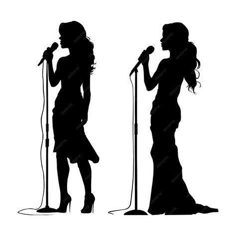 Premium Vector Woman Singing With Microphone Silhouette On White