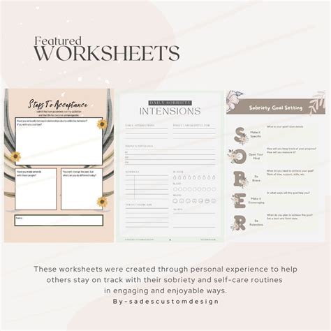 Recovery Workbook Sobriety Worksheets Self Care Planner Relapse