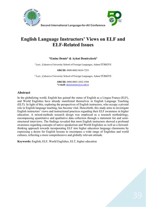 Pdf English Language Instructors Views On Elf And Elf Related Issues