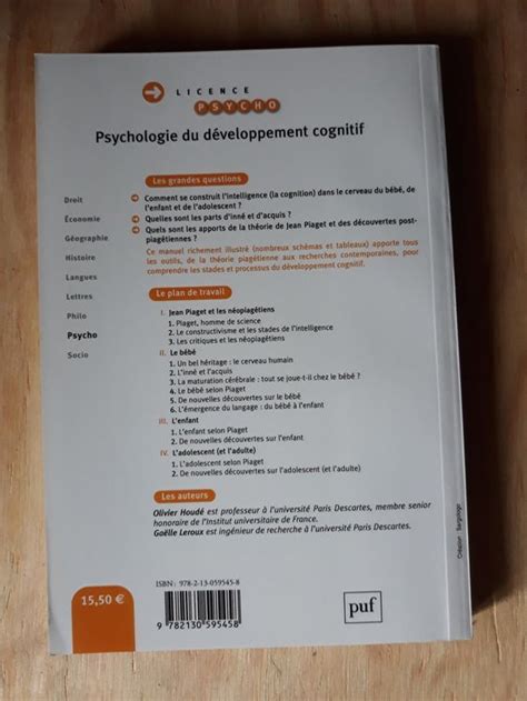 Psychologie du développement cognitif O Houdé et G Leroux Kaufen