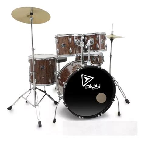 Bateria Acústica Turbo Play Bumbo 22 Madeira Escura Bwood