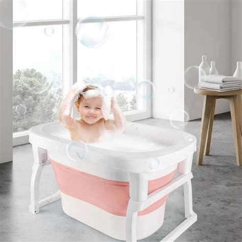 Baignoire Pliable Pour Bébé Xjing Rose Détecteur De Température