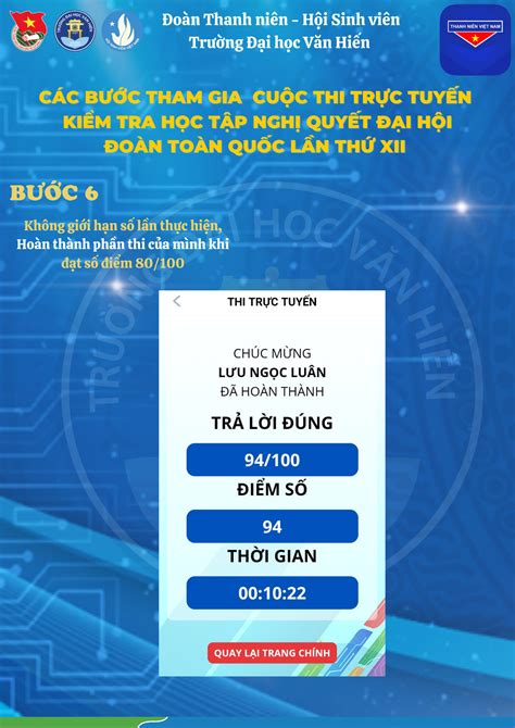 CUỘC THI TRỰC TUYẾN KIỂM TRA HỌC TẬP NGHỊ QUYẾT ĐẠI HỘI ĐOÀN TOÀN QUỐC