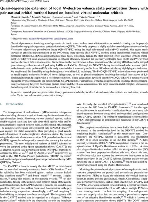 Quasi Degenerate Extension Of Local N Electron Valence State