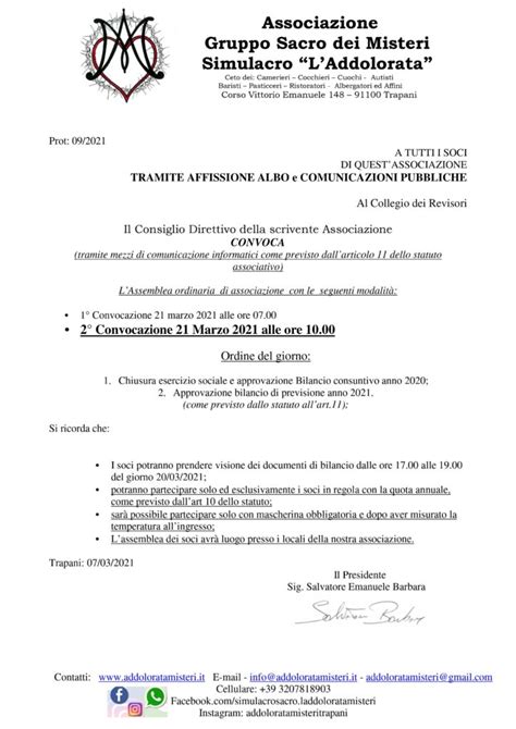 Assemblea Ordinaria Dei Soci Approvazione Bilancio Consuntivo 2020 E