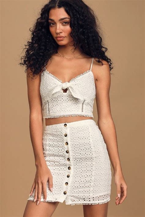 Living The Dream White Eyelet Lace Button Up Mini Skirt In 2020 Womens Casual Skirt Mini