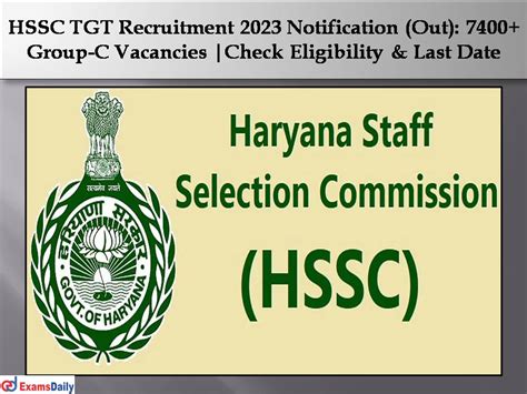 HSSC TGT Recruitment 2023 Notification Out 7400 GroupC Vacancies