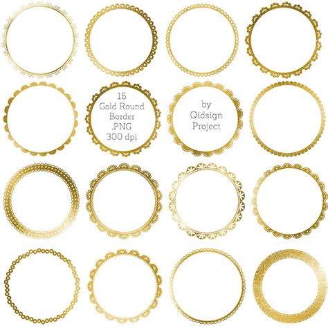 Gold Frames Clipart, Gold Circle Borders Clipart Gold Round Border Gold ...