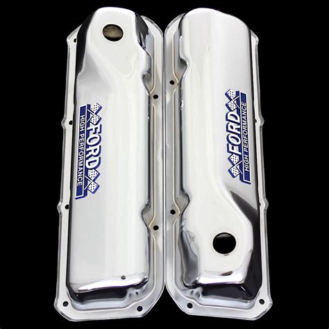 Chrome 351 Cleveland valve covers with Ford hp emblems Fits Ford 351 C