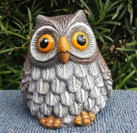 Brown Hoot Owl Handmade And Hand Painted Concrete Statue Etsy Owl