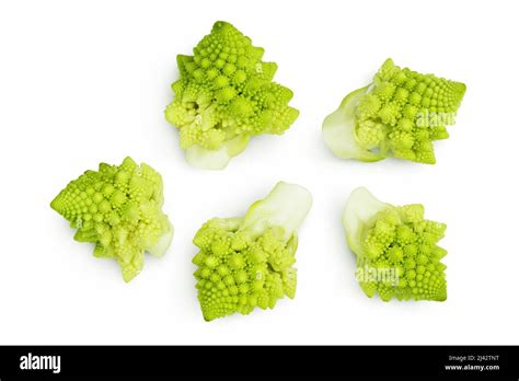 Romanesco Broccoli Cabbage Or Roman Cauliflower Isolated On White