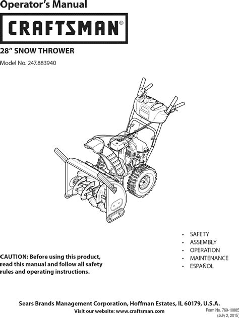 Craftsman L User Manual Snow Thrower Manuals And Guides