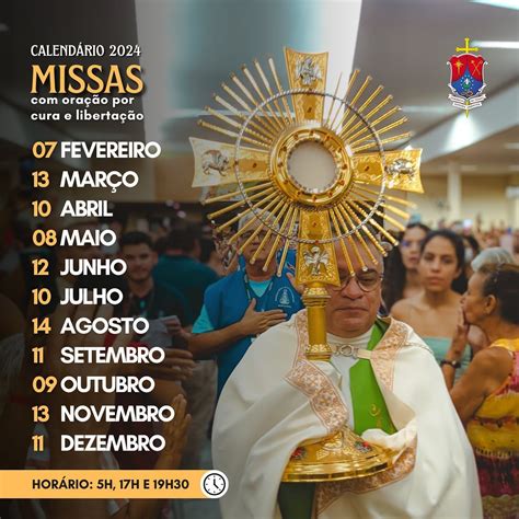 Calendário das Missas Oração por Cura e Libertação 2024 Paróquia