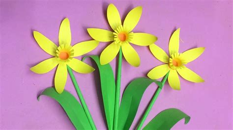 How To Make Paper Daffodils Flower Making Paper Flowers Step By Step