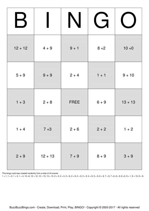 Math Bingo Cards to Download, Print and Customize!