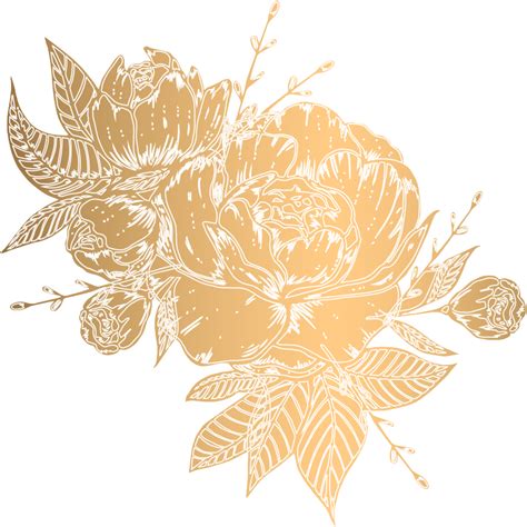 Peony Gold Flower Wall Decal Tenstickers