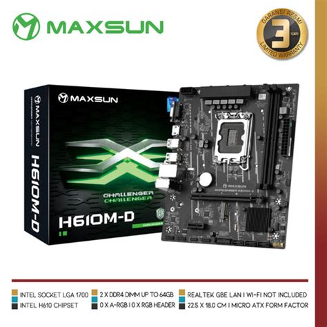 Promo Maxsun Challenger H M D Motherboard Intel H Lga Ddr