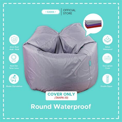 Jual Cover Only Casha Round Bean Bag Bahan Waterproof Tanpa Isi