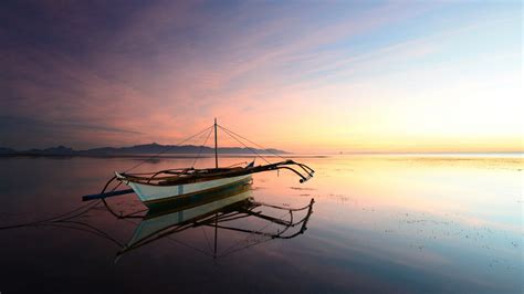 Wallpaper Sinar Matahari Pemandangan Perahu Matahari Terbenam