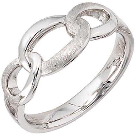 Damen Ring Sterling Silber Rhodiniert Teilmattiert Silberring