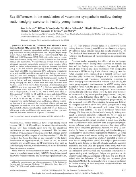 Pdf Sex Differences In The Modulation Of Vasomotor Sympathetic