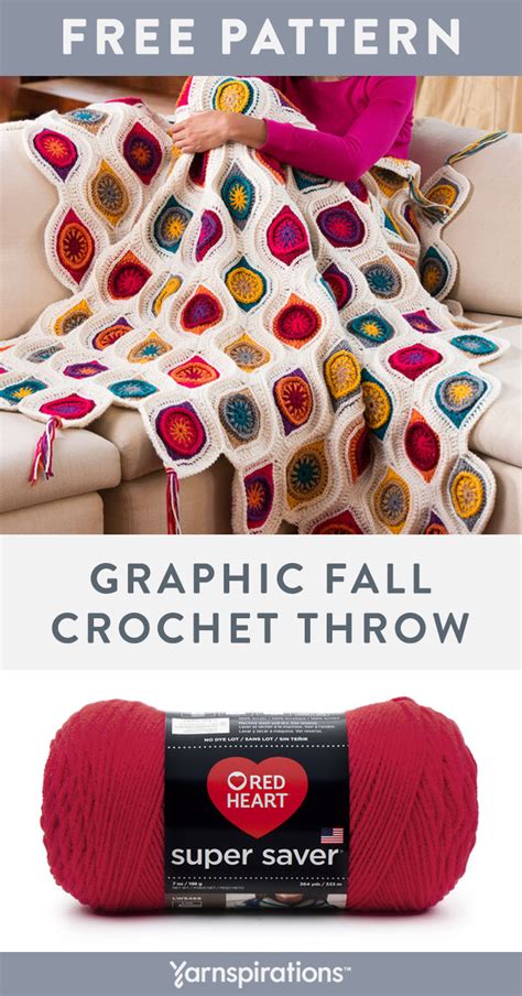 Free Crochet Graphic Fall Throw Pattern Using Red Heart Super Saver