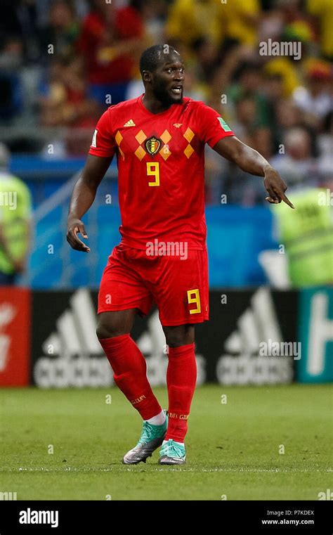 Romelu Lukaku Of Belgium During The 2018 Fifa World Cup Quarter Final Match Between Brazil And