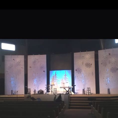 Christmas Stage for church, make backdrop black instead of white so ...