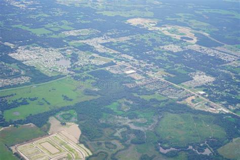 Aerial View of Beautiful House, Pond, Forest and Community in Florida ...