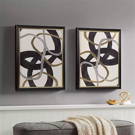 Black Swirl Framed Canvas Art Prints, Set of 2 | Kirklands Home