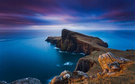 1920x1200 Nature Landscape Lighthouse Sunset Sea Cliff Clouds Coast