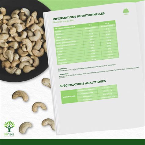 Noix De Cajou Bio Bioptimal Sans Sel Prot Ines Phosphore