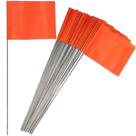 Cyrico 30 Pack PVC Material High Visibility Orange Yard Marking Flags