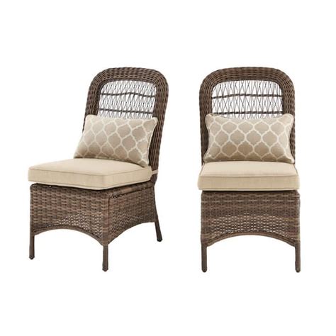 Hampton Bay Beacon Park Brown Wicker Outdoor Patio Armless Dining Chair