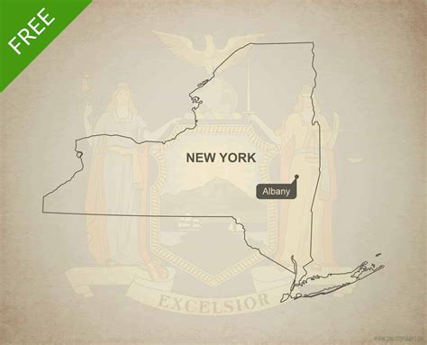 Free vector map of New York outline | One Stop Map