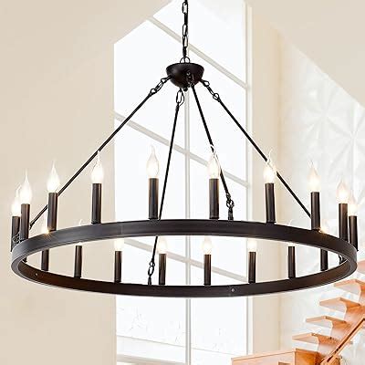 Tochic Inch Extra Large Black Wagon Wheel Chandelier Lights