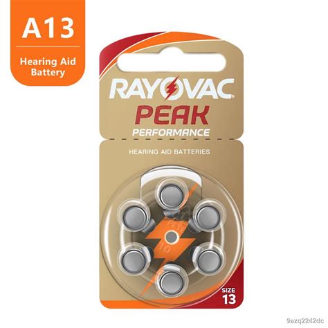 Hearing Aid Batteries 60pcs 10 Cards Rayovac Peak 1 45v 13a A13 13