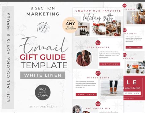 Christmas Gift Guide Email Template For Canva Mailchimp Klaviyo